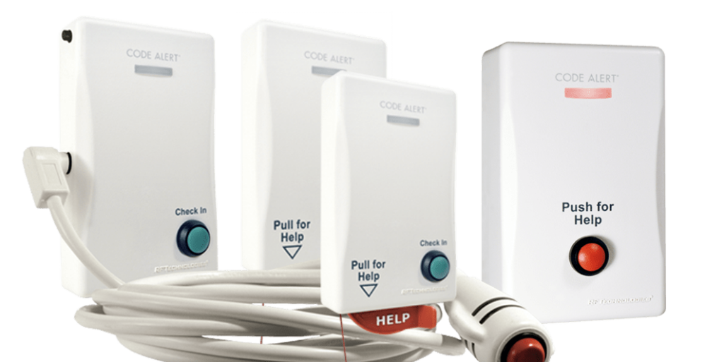 Code Alert call devices for skilled nursing facilities that wirelessly call for help from the device to the nurse's station.