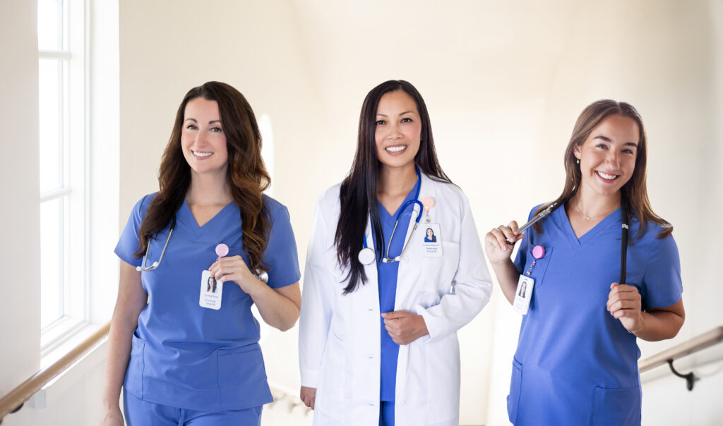 hospital staff with Help Alert Badge