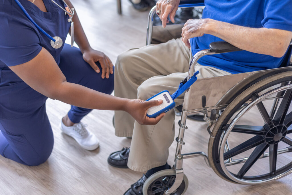 Sensatec device being pushed by nurse